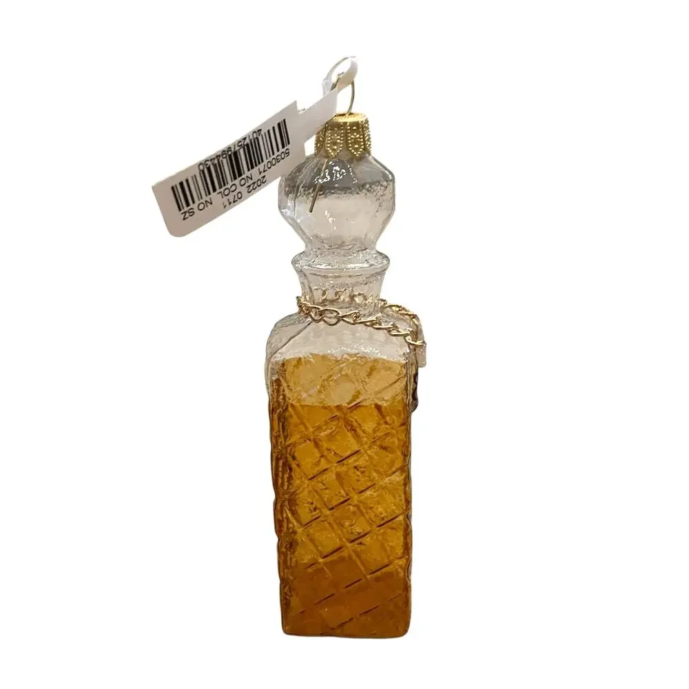 Neiman Marcus Scotch Decanter Christmas Ornament Hand Painted Holiday Decor NEW